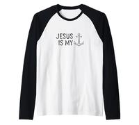 Gesù è Il Mio Ancoraggio, Yacht Barca a Vela Crociera Semplice Maglia con Maniche Raglan