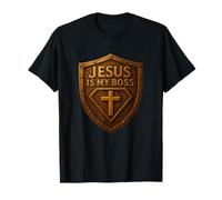 Gesù è Il Mio Capo Christian Shield Superhero Maglietta