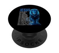 Gesù è il mio dio mio re il mio salvatore Blue Lion Faith PopSockets PopGrip Adesivo
