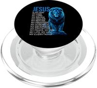 Gesù è il mio dio mio re il mio salvatore Blue Lion Faith PopSockets PopGrip per MagSafe