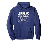 Gesù è Il Mio homboy Cristiano Uomini Fede Pugno Urto Felpa con Cappuccio, Unisex per Adulti, Navy, L