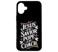 Gesù è il mio salvatore Papa è la mia fede religiosa allenatore Custodia per iPhone 16 Plus