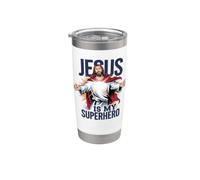 Gesù È Il Mio Supereroe Cristiano Dio Religioso Fumetti Bambini Bicchiere termico in acciaio inox doppia parete