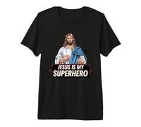 Gesù È Il Mio Supereroe Cristiano Dio Religioso Fumetti Bambini Maglietta Premium
