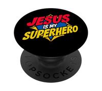 Gesù È Il Mio Supereroe Cristiano Dio Religioso Fumetto Bambini Ragazzo PopSockets PopGrip Adesivo