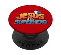 Gesù è il mio supereroe cristiano uomini ragazzo dio figlio buon bambino PopSockets PopGrip Adesivo