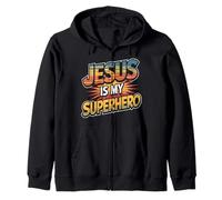 Gesù è il mio supereroe divertente fede cristiana Felpa con Cappuccio