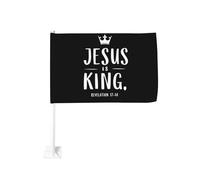 Gesù è il re Corona (2) Clip per finestra per bandiere per auto Protezione solare Decorazione 12x18 pollici Banner bifacciale per camion