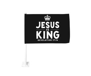 Gesù è il re, corona, clip per finestra dell'Apocalisse per bandiere per auto, protezione solare, decorazione, striscione bifacciale da 12 x 18 pollici per camion