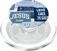 Gesù è il re cristiano Bibbia Verso carino Preppy Blue Collage PopSockets PopGrip per MagSafe