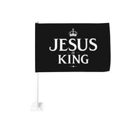 Gesù è il re, fermaglio per finestrino con corona per auto, protezione solare, decorazione, striscione bifacciale da 12x18 pollici per camion