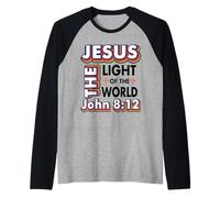 Gesù è la Luce del Mondo Natale Cristiano Maglia con Maniche Raglan