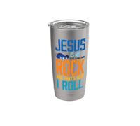 Gesù è la mia roccia ed è così che mi muovo cristianamente Bicchiere termico in acciaio inox doppia parete