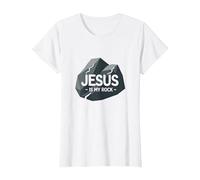 Gesù è la mia Roccia: Grafica Cristiana ispiratrice, Gesù Maglietta, Donna, Bianco, XXL