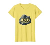 Gesù è la mia Roccia: Grafica Cristiana ispiratrice, Gesù Maglietta, Donna, Limone, XS