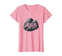 Gesù è la mia Roccia: Grafica Cristiana ispiratrice, Gesù Maglietta, Donna, Rosa, M