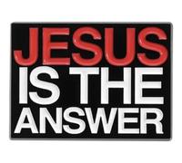 Gesù è la risposta Cristo Crocifisso Cristiano Cielo Bibbia Chiesa Culto Pregare Cattolico Dio Salvatore Signore Cristianesimo 3 cm Spilla smaltata, 1.2 inches, Smalto, metallo