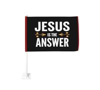 Gesù è la risposta, fermaglio per finestra religioso per bandiere per auto, protezione solare, decorazione, striscione bifacciale da 12x18 pollici per camion