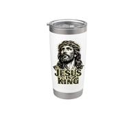 "Gesù è re", Gesù Cristo vintage grunge Bicchiere termico in acciaio inox doppia parete
