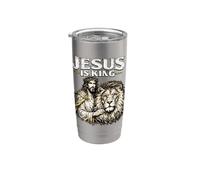 "Gesù è re", Gesù Cristo vintage grunge Bicchiere termico in acciaio inox doppia parete