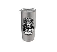 "Gesù è re", Gesù Cristo vintage grunge Bicchiere termico in acciaio inox doppia parete