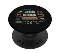 Gesù è re Rivelazione 19:16 - Filippesi 2:9-11 Bibbia PopSockets PopGrip Adesivo