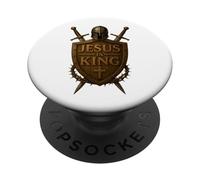 Gesù è re | Scudo di Dio e spada Uomini cristiani PopSockets PopGrip Adesivo