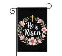 Gesù è risorto, croce di Pasqua, corona, Gesù_nobg Bandiere da Giardino 12,5x18 Pollici - Banner dai Colori Vivaci per Decorazioni Esterne di Giardini e Case - Idee Regalo
