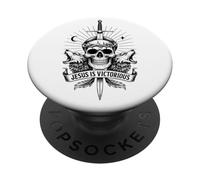 Gesù È Vittorioso Cristiano Christcore Cranio Fede Arte PopSockets PopGrip Adesivo