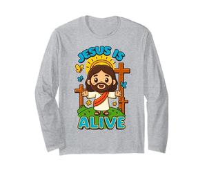 Gesù è Vivo Carino Christian Kawaii Pasqua Egli è Risorto Arte Maglia a Manica