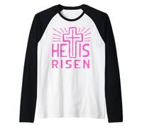Gesù è Vivo Ha risorto Cristo Rosa dalla Pasqua Morta Maglia con Maniche Raglan