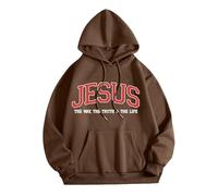 Gesù Gesù La Via La Verità e La Vita Felpe con cappuccio per le donne Autunno Christian Beach Pullover Vestiti Pregare Il Signore Moda Plain Estate con Cappuccio Casual Graphic Felpe Goth Dio, Caff