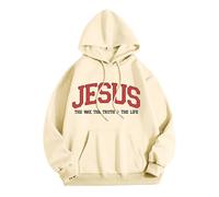 Gesù Gesù La Via La Verità e La Vita Felpe con cappuccio per le donne Autunno Christian Beach Pullover Vestiti Pregare Il Signore Moda Plain Estate con Cappuccio Casual Graphic Felpe Goth Dio, Beige