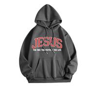 Gesù Gesù La Via La Verità e La Vita Felpe con cappuccio per le donne Autunno Christian Beach Pullover Vestiti Pregare Il Signore Moda Plain Estate con Cappuccio Casual Graphic Felpe Goth Dio, Grigio