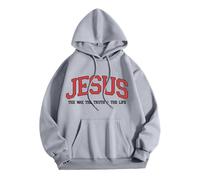 Gesù Gesù La Via La Verità e La Vita Felpe con cappuccio per le donne Autunno Christian Beach Pullover Vestiti Pregare Il Signore Moda Plain Estate con Cappuccio Casual Graphic Felpe Goth Dio, Grigio