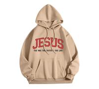 Gesù Gesù La Via La Verità e La Vita Felpe con cappuccio per le donne Autunno Christian Beach Pullover Vestiti Pregare Il Signore Moda Plain Estate con Cappuccio Casual Graphic Felpe Goth Dio, cachi