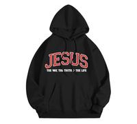 Gesù Gesù La Via La Verità e La Vita Felpe con cappuccio per le donne Autunno Christian Beach Pullover Vestiti Pregare Il Signore Moda Plain Estate con Cappuccio Casual Graphic Felpe Goth Dio, Nero