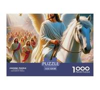 Gesù - Giochi di puzzle religiosi per adulti: Gesù a cavallo con seguaci per donne, regali per uomini dai 14 anni in su 52x38 cm/1000 pezzi