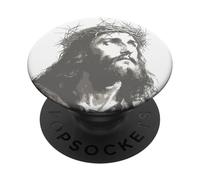 Gesù, guardando, ritratto, silhouette, cristo, è, re PopSockets PopGrip Adesivo