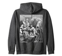 Gesù Guarigione Il Malato Gustave Dore Arte Biblica Religiosa Felpa con Cappuccio, Unisex per Adulti, Grigio Scuro, L