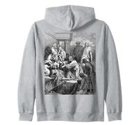 Gesù Guarigione Il Malato Gustave Dore Arte Biblica Religiosa Felpa con Cappuccio, Unisex per Adulti, Grigio Melange, L