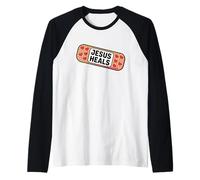 Gesù guarisce Benda edificante Faith Believe Hearts Maglia con Maniche Raglan