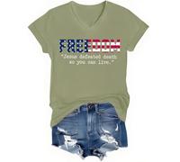 Gesù ha battuto la morte in modo da poter vivere Camicia Freedom Tee Gesù ha battuto la morte in modo da poter vivere T-shirt con scollo a V, verde oliva, XL