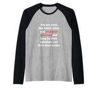 Gesù ha Detto AMA i Tuoi Nemici Sii Come Cristo Luca 6 27 Maglia con Maniche Raglan