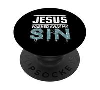 Gesù ha lavato via il mio peccato camicia cristiana camicie battesimo PopSockets PopGrip Adesivo