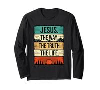 Gesù Il Modo in Cui la verità e la Vita Cristo Croce Bibbia Dono Maglia a Manica