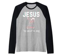Gesù Il re degli ebrei Dio Cristiano Natale Pasqua Maglia con Maniche Raglan