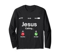 Gesù is Calling And I Must Go Christian Religious Maglia a Manica