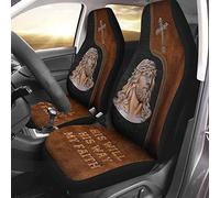 Gesù La Sua Volontà La Sua Via La Mia Fede Modello in Pelle Set di 2 Coprisedile Decorativi per Car Lavabile Copri Sedili per Auto Elastico Coprisedili per Sedili Anteriori Universale per SUV Sedan