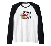 Gesù la vera luce, versi biblici citazione religiosa, Natale Maglia con Maniche Raglan